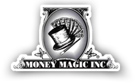 A black and white picture of money magic inc.